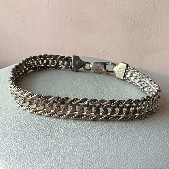 Vintage flexible mesh bracelet 925 sterling Italy
